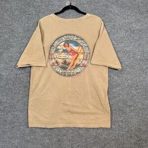 Ron Jon Surf Shop Shirt Mens Large Tan Pin Up Tshirt Short Sleeve Graphic Tee